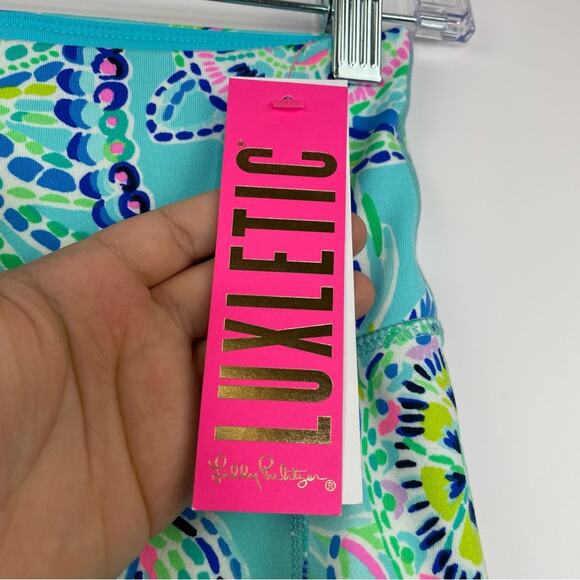 Lily Pulitzer Luxletic Weekender High Rise Midi Bermuda Blue Turtle size XS NWT - Picture 7 of 15